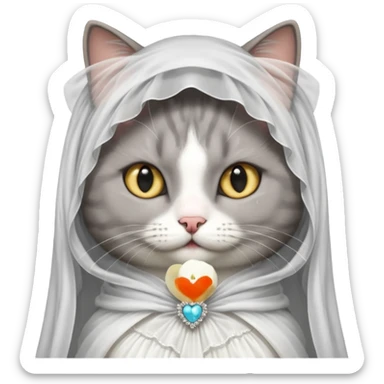 gray cat bride  sticker