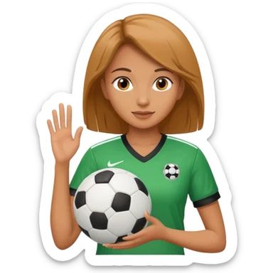 female soccer mentor holding a soccer ball sticker