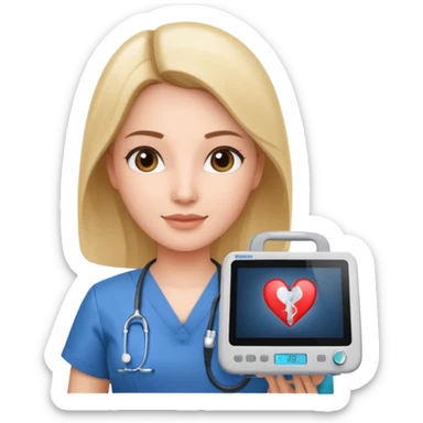 Cardiac sonographer with Philips ultrasound machine sticker