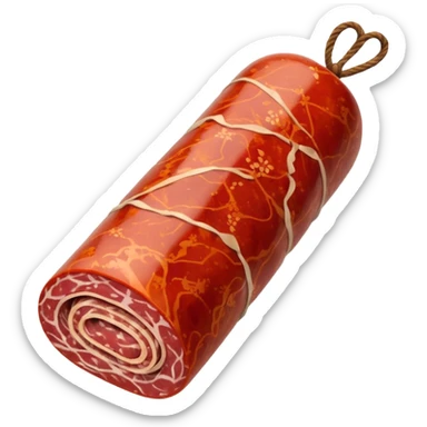 whole salami sausage with tied ends sticker
