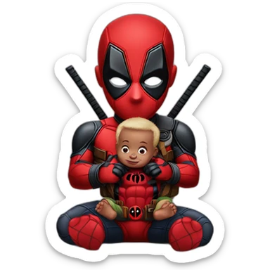 Baby deadpool with the baby Spiderman sticker