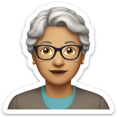 grandmother, light-brown short hair, light skin color, round shape eyeglass sticker