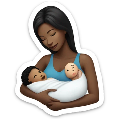 mom holding newborn baby girl with blue eyes white skin black hair and white skin newborn sticker
