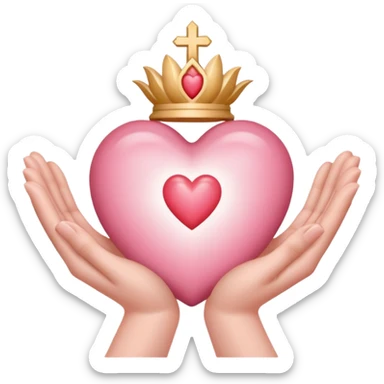 hands cradling a light pink sacred heart  sticker