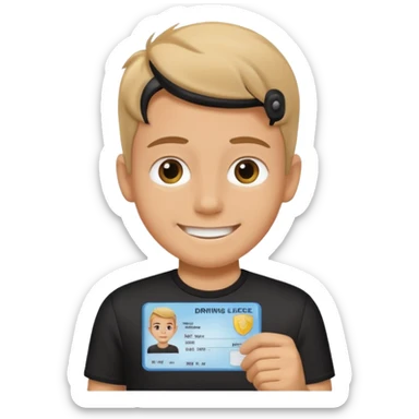 driving license of ipretty bratz emoji of a boy with a black tee sticker