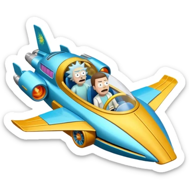 Hot wheels Rick and Morty flying in a spaceship to citadel sticker