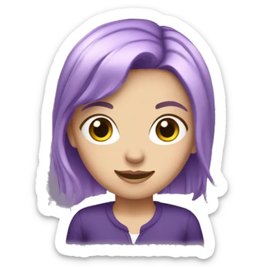 white girl with purple hair short bagsn sticker