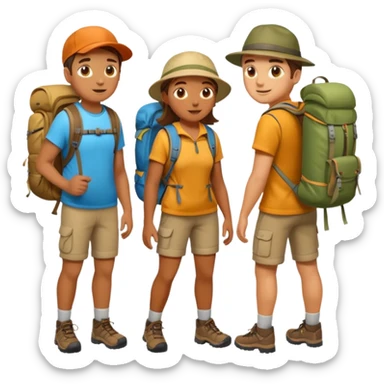 people wearing backpack to camping sticker