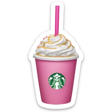 Starbucks cup with pink straw and pink ribbon around it with bow sticker