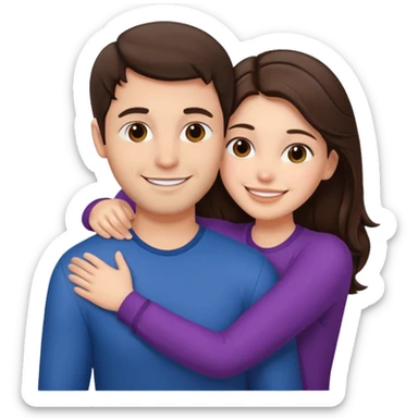 Hug brunette man and brunette woman sticker