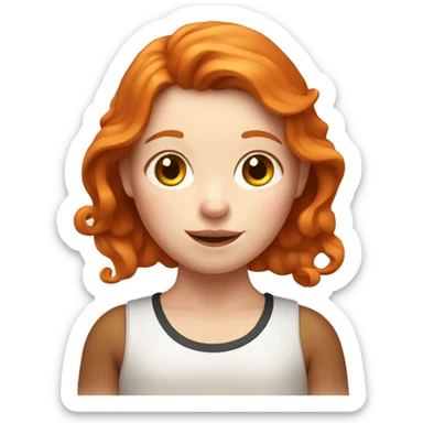 Ginger girl with a cow  sticker