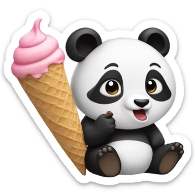 Panda eating ice cream sticker