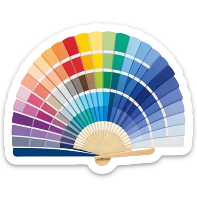 Pantone color swatch fan. The swatches should be fanned out, each with a different color. sticker