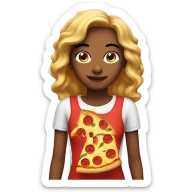 girl with pizza  sticker
