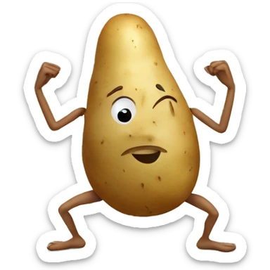 potato with human limbs doing the splits sticker