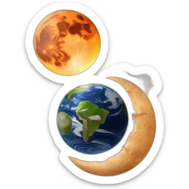 earth and moon colliding sticker