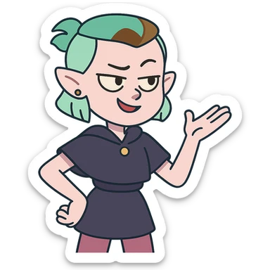 Amity as a soft pastel cartoon character sticker