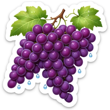 bunch of rich purple grapes with dewdrops and soft glow, sparkling, luxury, premium wine theme sticker