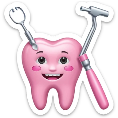 Pink dentist tools sticker