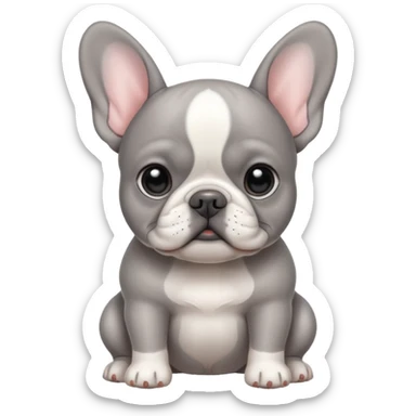 Gray French bulldog puppy with white belly sticker