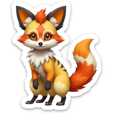 Rare realistic cool cute epic aesthetic colorful Fennekin-Zorua-Civet-Genet-species-Fakemon-hybrid-creature, with markings, full body sticker