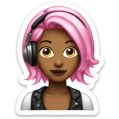Female DJ pink hair  sticker