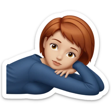 a woman, alone, short hair, light skin, auburn hair, laying on her side, facing away. do not include other people, faces, or characters sticker