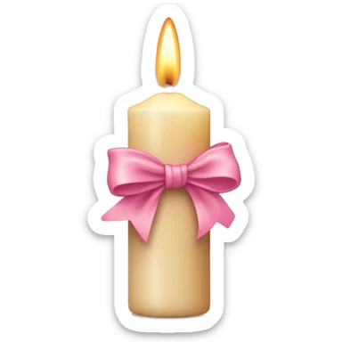Beige candle with a pink bow sticker