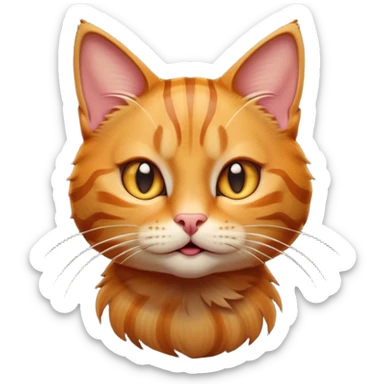 Cinematic Comical Ginger Tabby Cat Portrait Emoji, Head tilted dramatically with an exaggeratedly shocked or offended expression, sleek orange-brown fur with bold tabby stripes, wide amber eyes filled with exaggerated disbelief, Simplified yet hilariously expressive features, highly detailed, glowing with a slightly sassy glow, high shine, dramatic yet playful, stylized with an air of attitude, bright and endearing, soft glowing outline, capturing the essence of a sassy and over-the-top feline, so meme-worthy it feels like it could side-eye its way into internet fame instantly! sticker