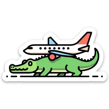 crocodile with airplane body sticker