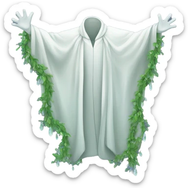 empty white crystal magical robes covered with vines sticker
