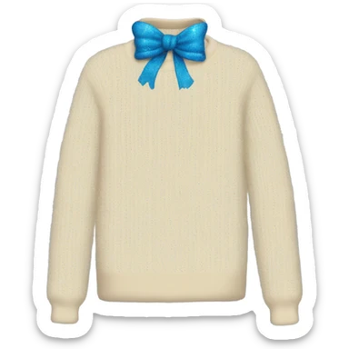 Knit sweater with blue bow glittery design sticker