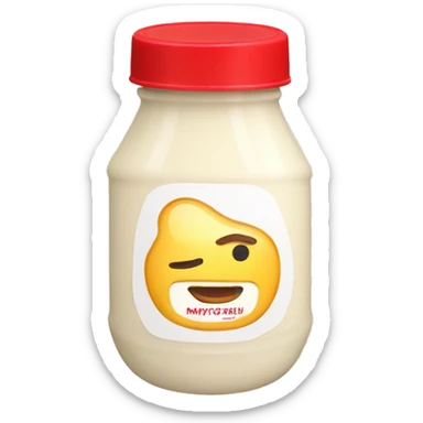 Mayonnaise bottle with red lid  sticker