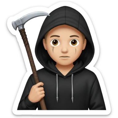 crane en capuche noir avec une faux sticker