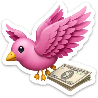 pink money flying  sticker