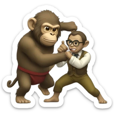 Monkey professor beating ogre sticker