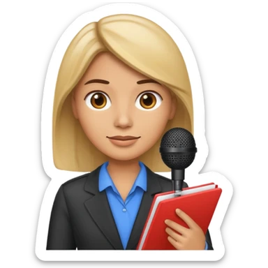 CNN news reporter emoji holding a notepad and microphone sticker