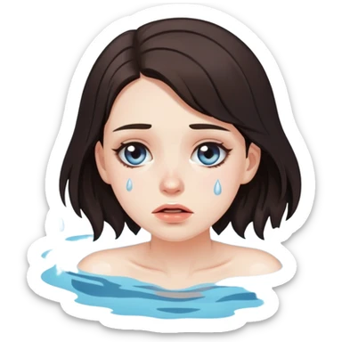 Beautiful brunette drowning In pool of tears, total devastation  sticker
