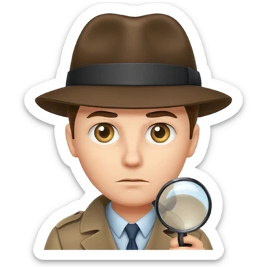 a detective leaning and looking at something with magnifying glass sticker