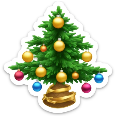 Christmas tree branches with new year decorations  sticker