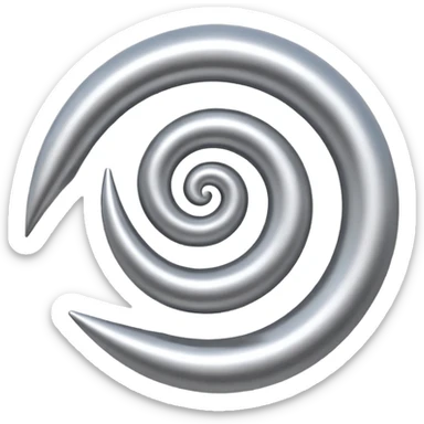Cyclone emoji in silver color, metallic spiral style, shiny and clean, vector emoji” sticker