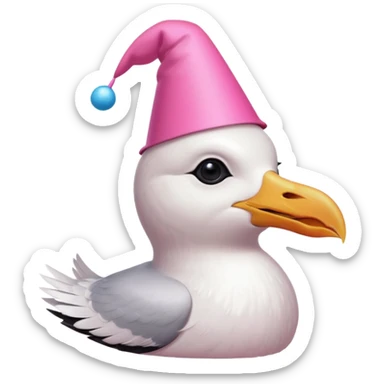 A seagull head with a party hat, without the body sticker