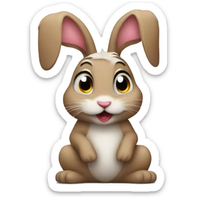  begging bunny with sticking tongue out looking up sticker