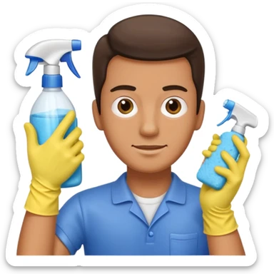 man Cleaning the bathroom sticker