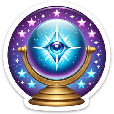 A vibrant, mystical icon symbolizing fortune telling and esotericism. Include elements like a crystal ball, tarot cards, stars, and mystical symbols with a glowing, ethereal feel. The design should be colorful, eye-catching, and evoke a sense of magic and mystery. sticker