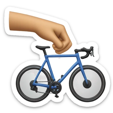 roadbike handlebar with two hands, right hand two fingers are pointing, front view sticker