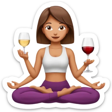 Girl doing yoga and drinking wine sticker