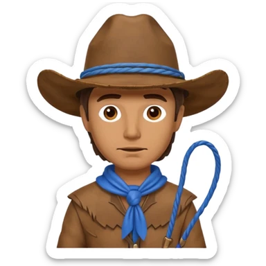 Cowboy with blue hat and lasso sticker