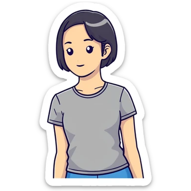 woman wearing a t-shirt sticker