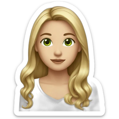 Brunette with blonde streaks long hair and green eyes sticker